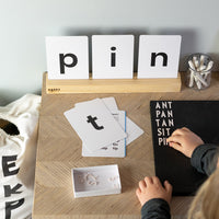 Phonics Flashcards and wooden flashcard holder by Happy Little Doers