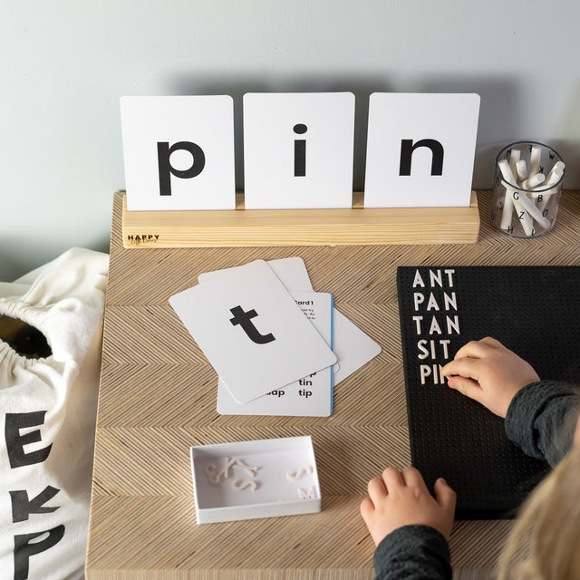 Phonics Flashcards and wooden flashcard holder by Happy Little Doers