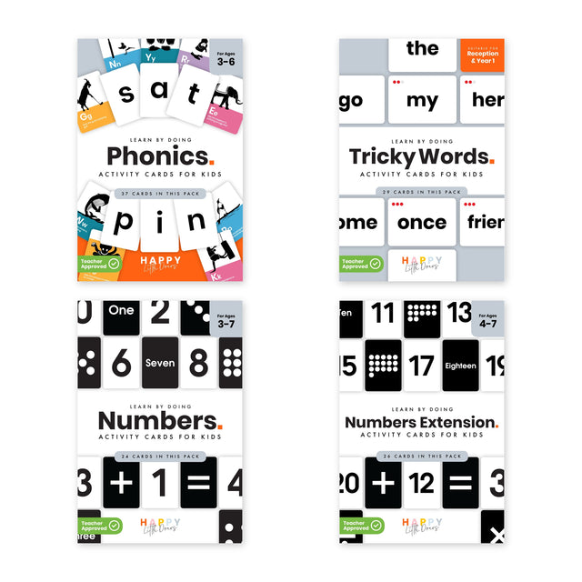 The Complete School Flashcard Bundle — Phonics, Tricky Words, Numbers and Numbers Extension
