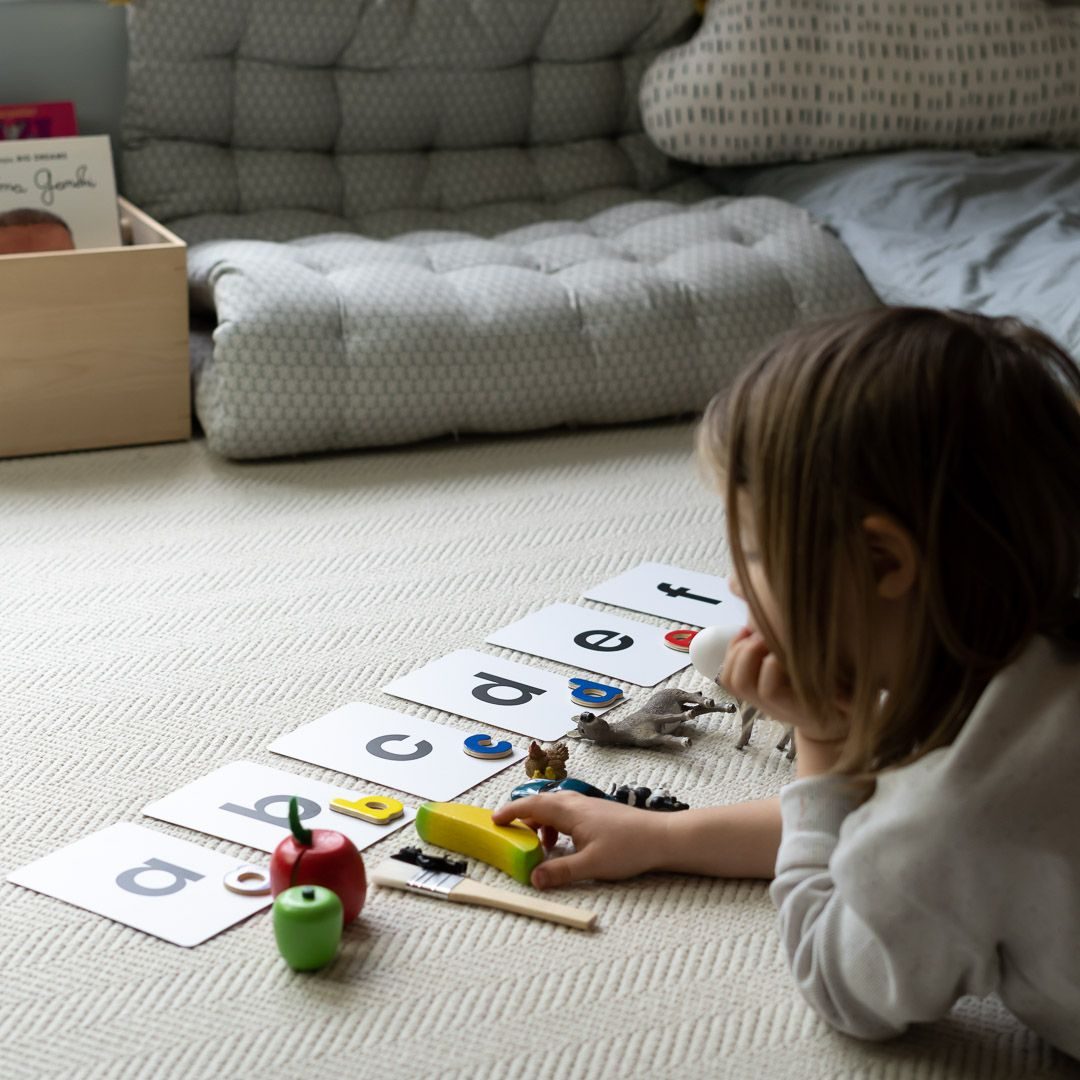 Child and parent learning at the kitchen table