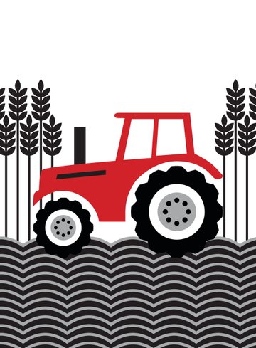 A red tractor card, blurred