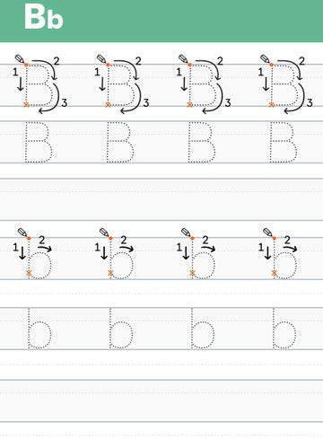 A Writing flashcard for the letter B